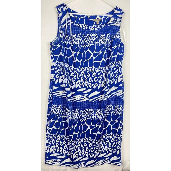 Maya Brooke Blue Dress Animal Pattern Blue Tank Sz. 16W - Picture 1 of 11